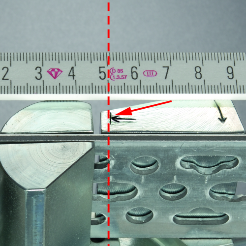 This mark indicates the outside edge of the finished bracket.