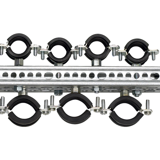 2. Space at a premium?	Offset the pipe-clamps to fit even more pipes onto the LEIFELD C-Profile!