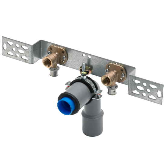 12 different LEIFELD SaniMounts available for the following sanitary gauges: 80 mm, 100 mm, 120 mm and 153 mm. (Here 153 mm). Suitable for almost all wall-elbows with 40 mm centers.